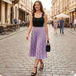 WD.NY Purple Pleated Midi Skirt